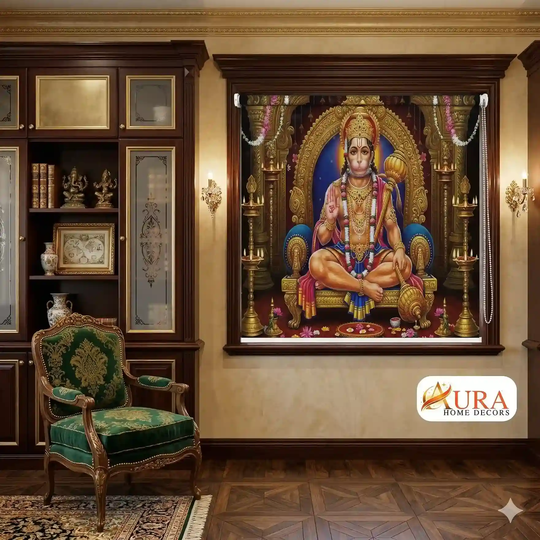 Divine Hanuman Roller Blind for Pooja Room 1 Divine Hanuman Roller Blind for Pooja Room