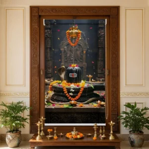 Shivling Pooja Room Roller Blinds with Snake and Abhishek Pot