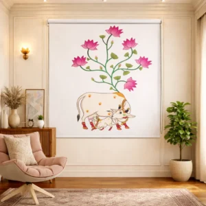 Lotus Blossom Cow Pichwai Mandir Roller Blinds