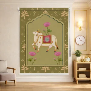 Royal Lotus Cow Pichwai Art Roller Blind