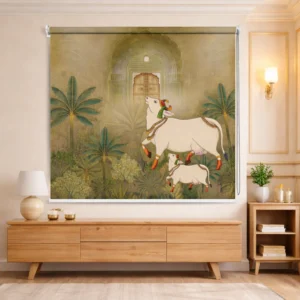 Traditional Cow Design Pichwai Temple Roller Blinds