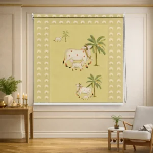 Traditional Pichwai Cow Mandir Roller Blinds