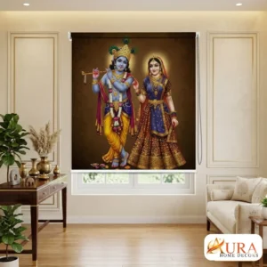 Krishna and Radha Divine Art Roller Blind for Pooja Room