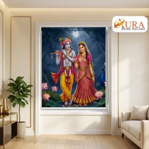 Krishna and Radha Romantic Night Walk Pooja Room Roller Blinds