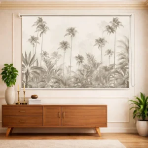 Monochrome Tropical Palm Forest Roller Blinds for Bedroom