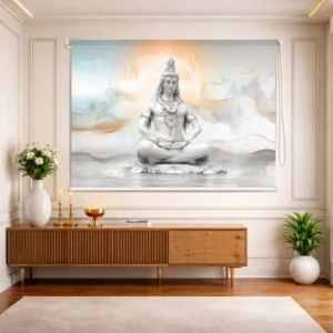 Serene Lord Shiva Meditation Roller Blinds for Temple