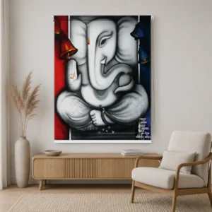 Divine Lord Ganesha Blessings Temple Roller Blind with Temple Bells
