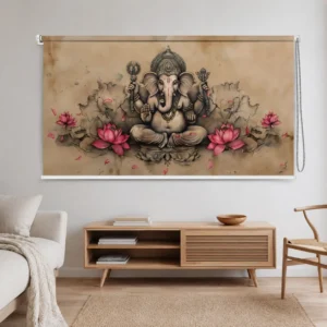 Lord Ganesha Lotus Art Window Roller Blind