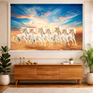 Majestic seven-horse Vastu-inspired Roller Blind for Window