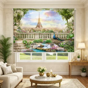 Royal Palace Courtyard with Peacocks Designer Roller Blinds for Modern Home Decor