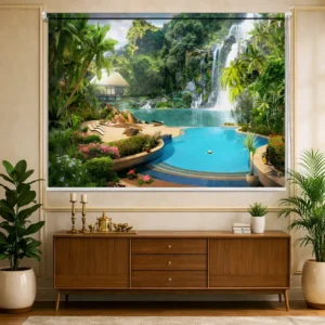 Tropical Waterfall Paradise Window Roller Blinds