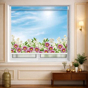 Blossom Garden Sky Floral Blue Window Blind