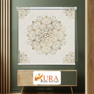 Golden Om Lotus Design Mandala Spiritual Pooja Room Roller Blind