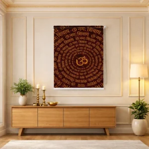 Om Namah Shivaya Spiral Mantra Roller Blinds for Pooja Room