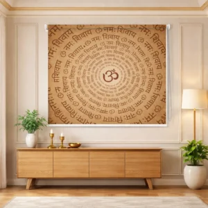 Sacred Om Namah Shivaya Spiritual Pooja Room Roller Blind