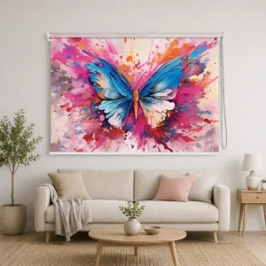 Abstract, Colorful Watercolor Butterfly Roller Blind for Girls Room