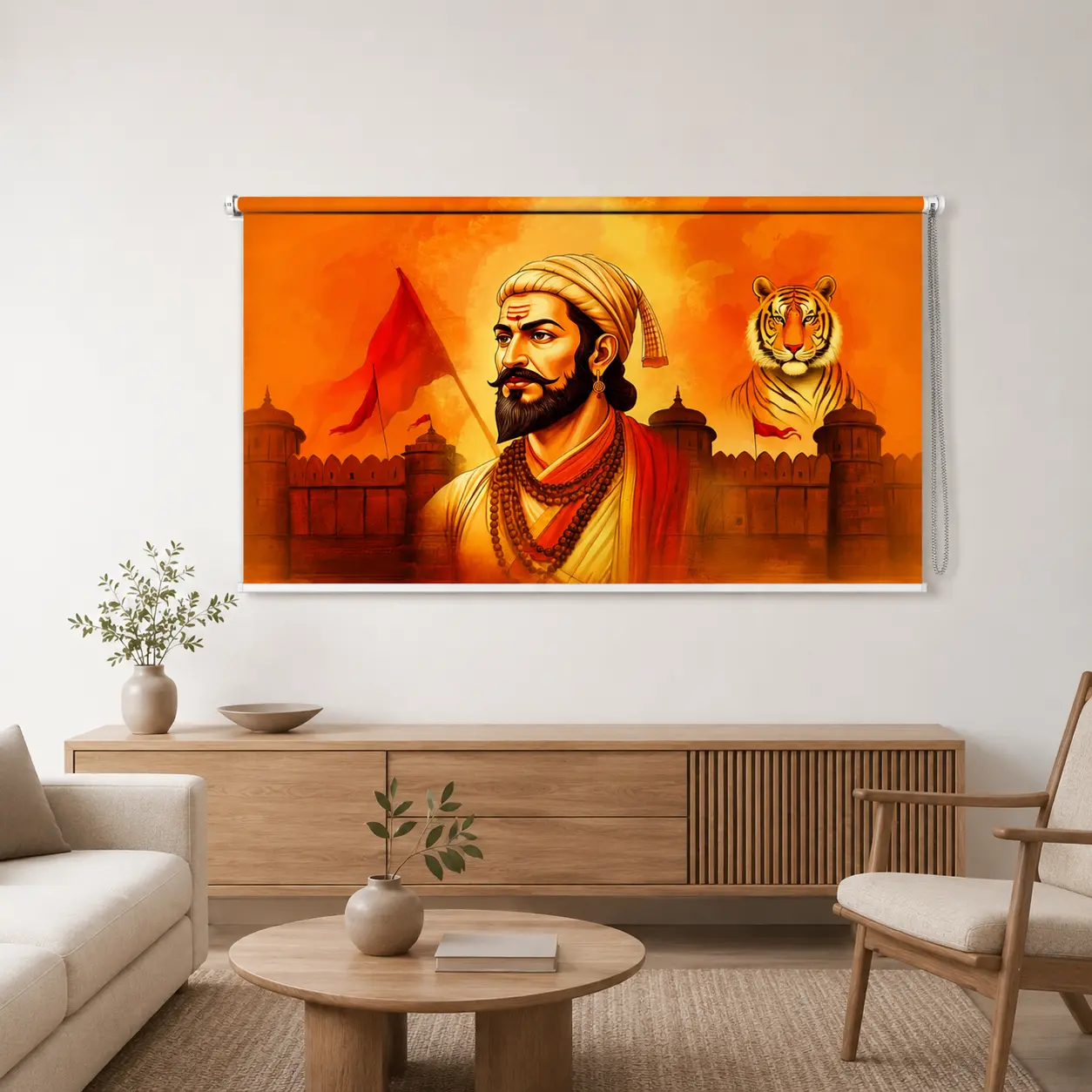 Chhatrapati Shivaji Maharaj & Royal Tiger Roller Blind 1 Chhatrapati Shivaji Maharaj & Royal Tiger Roller Blind