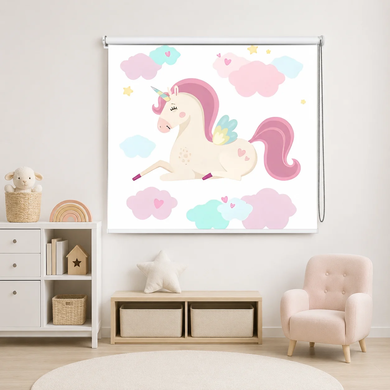 Cute Pink Unicorn Roller Blind for Kids Bedroom 1 Cute Pink Unicorn Roller Blind for Kids Bedroom