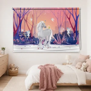 Enchanted Unicorn Fairy Forest Roller Blind for Kids Bedroom
