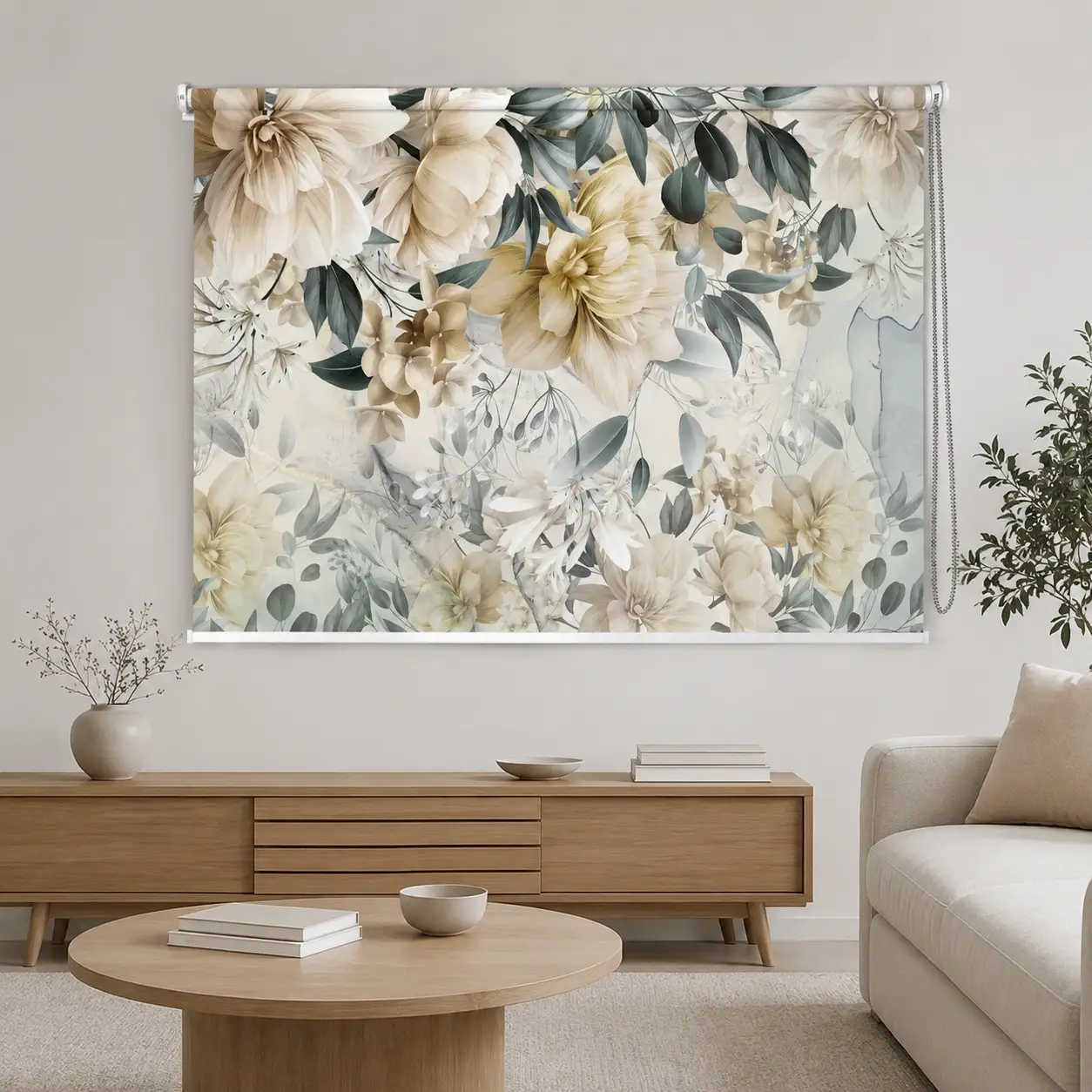 Neutral Botanical Design Beige Floral Roller Blind 1 Neutral Botanical Design Beige Floral Roller Blind