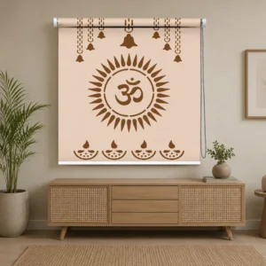 Spiritual Om Symbol Roller Blind – Hindu Prayer Room Window Blind