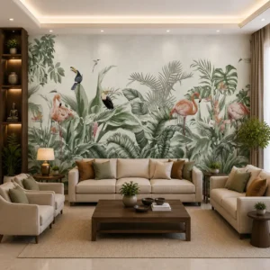 Tropical Flamingo & Toucan Wallpaper – Exotic Jungle Decor