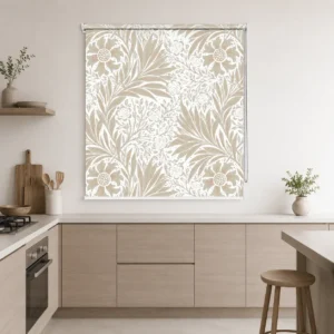 Beige Botanical Floral Printed Roller Blind for Kitchen, Living Room & Bedroom