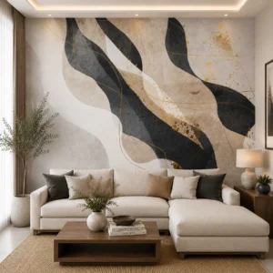 Luxury Abstract Black & Gold Wallpaper Mural