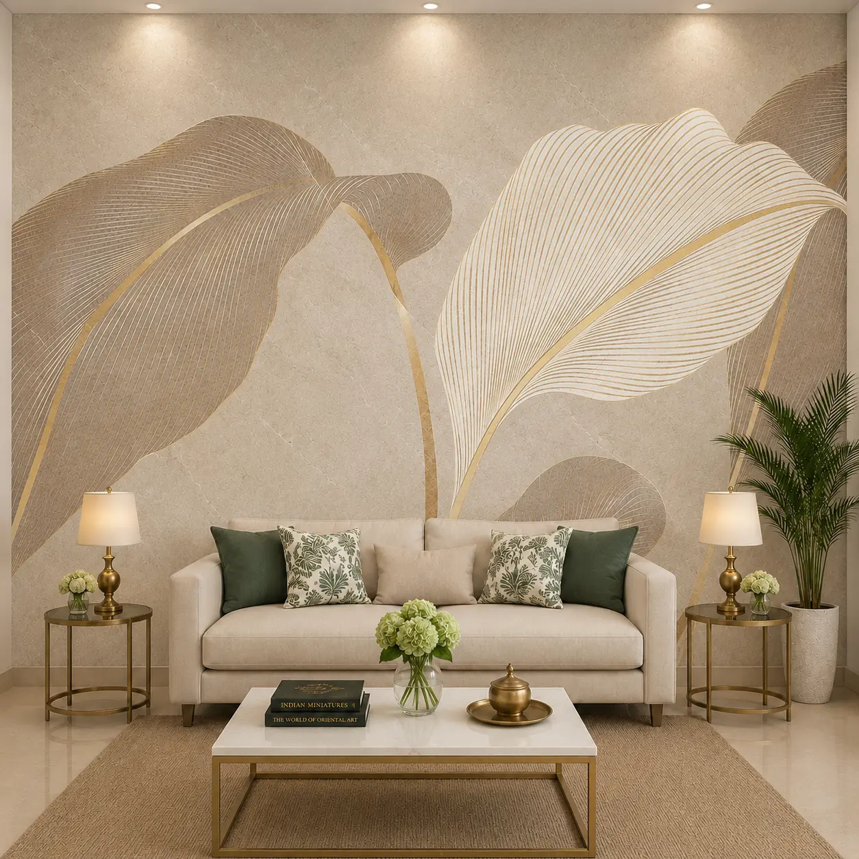Luxury Beige Gold Abstract Tropical Leaf Wallpaper 1 Luxury Beige Gold Abstract Tropical Leaf Wallpaper