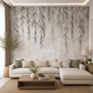 Minimalist Hanging Willow Leaves Wallpaper