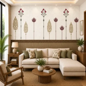 Traditional Indian Heritage Botanical Floral Motif Wallpaper