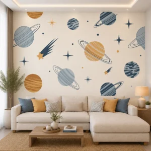 Celestial Space Wallpaper with Planets, Saturn & Stars
