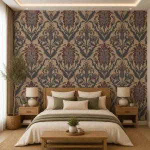 Classic Vintage Damask Floral Pattern Wallpaper