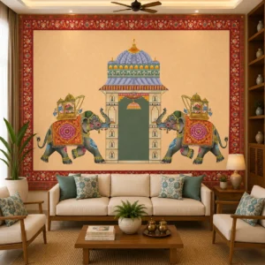 Indian Elephant Royal Temple Decor Wallpaper