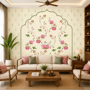 Lotus & Cow Indian Heritage Wallpaper