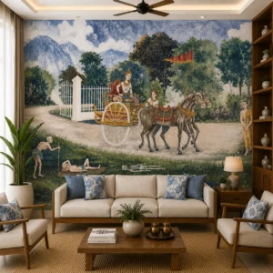 Royal Indian Epic Horse Chariot Wallpaper Mural