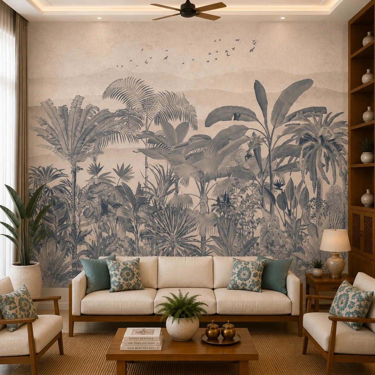 Vintage Monochrome Tropical Jungle Wallpaper 1 Vintage Monochrome Tropical Jungle Wallpaper